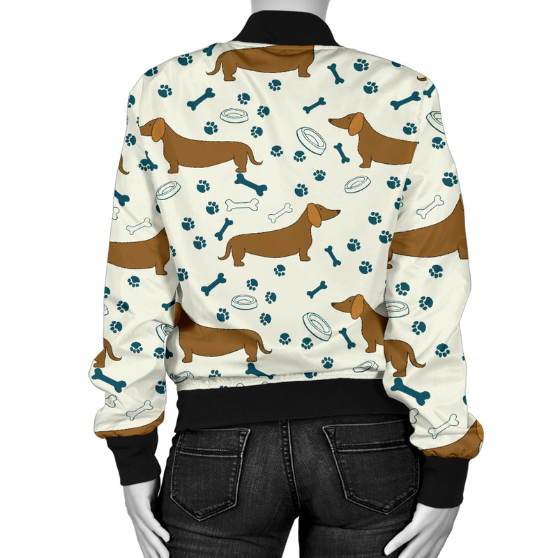 Dachshund Pattern Print Design 01 Women's Bomber Jacket