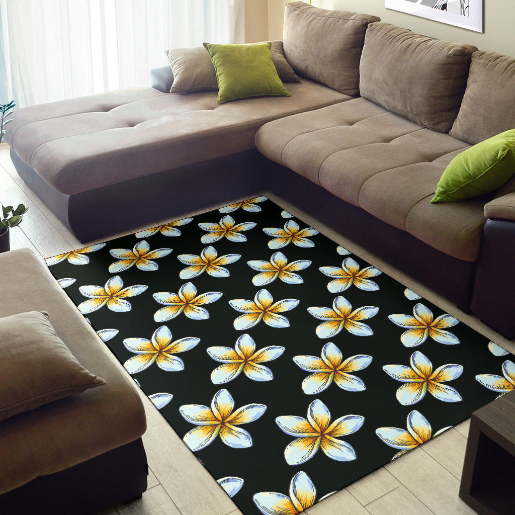White Plumeria Pattern Print Design PM022 Area Rugs