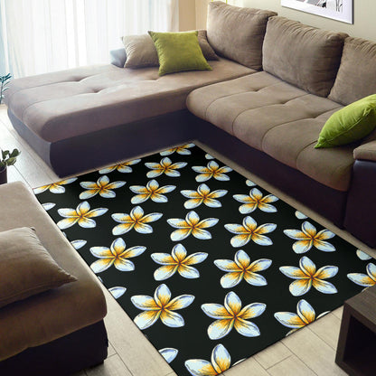 White Plumeria Pattern Print Design PM022 Area Rugs