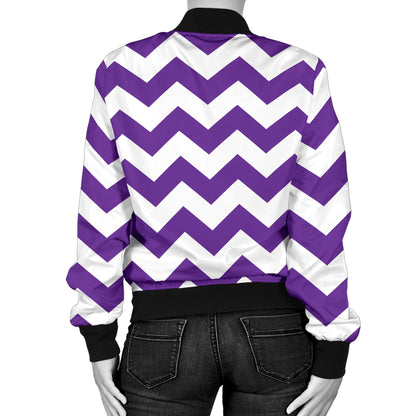 Chevron Purple Pattern Print Design 03 Women's Bomber Jacket