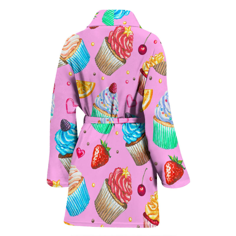 Cupcake Pattern Print Design CP05 Women Bathrobe