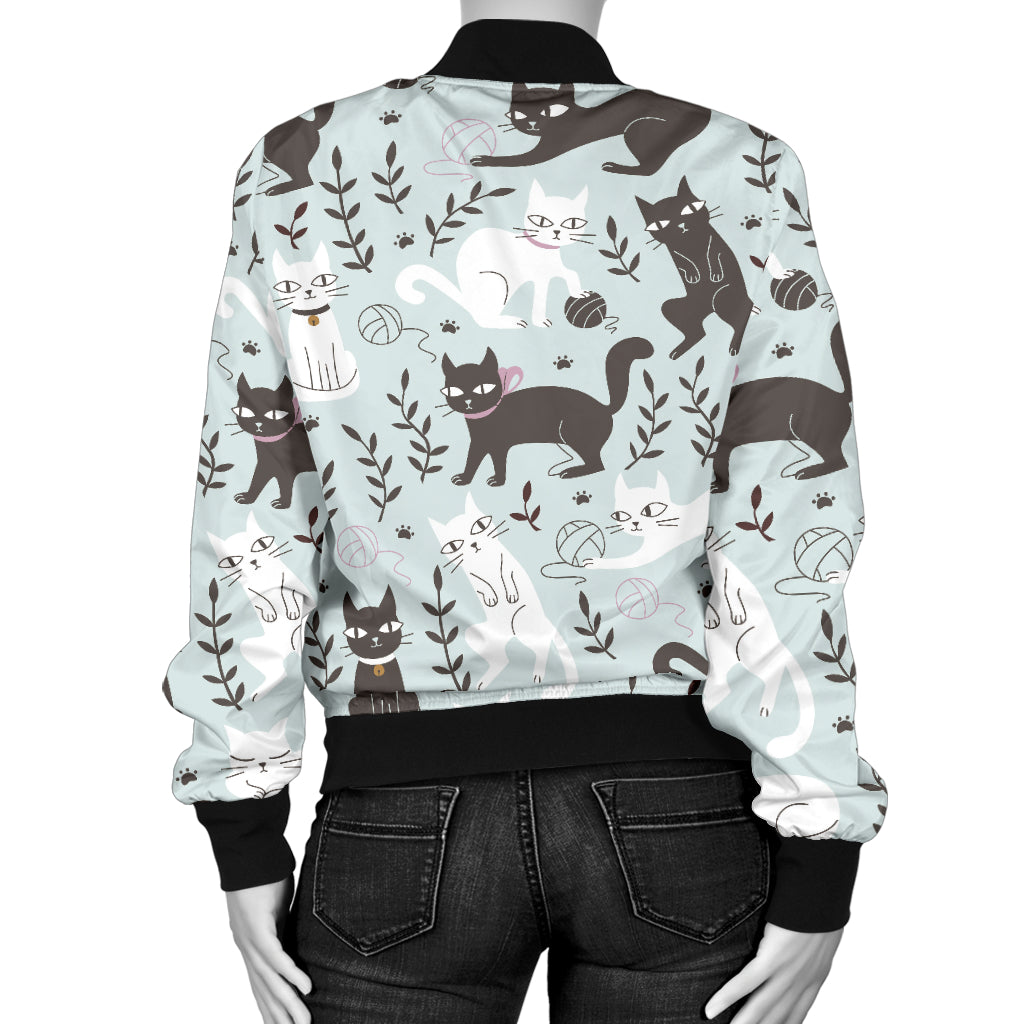 Cat Pattern Print Design 08 Women's Bomber Jacket