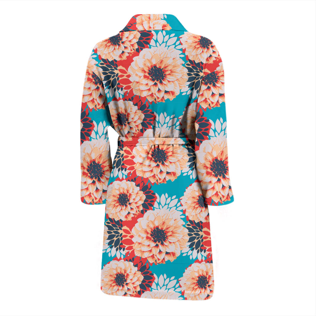 Dahlia Pattern Print Design DH05 Men Bathrobe