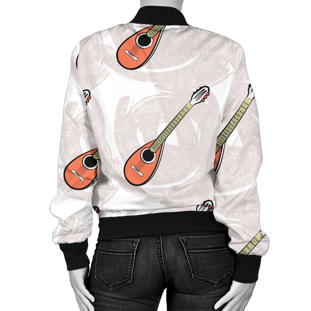 Mandolin Pattern Print Design 03 Women's Bomber Jacket