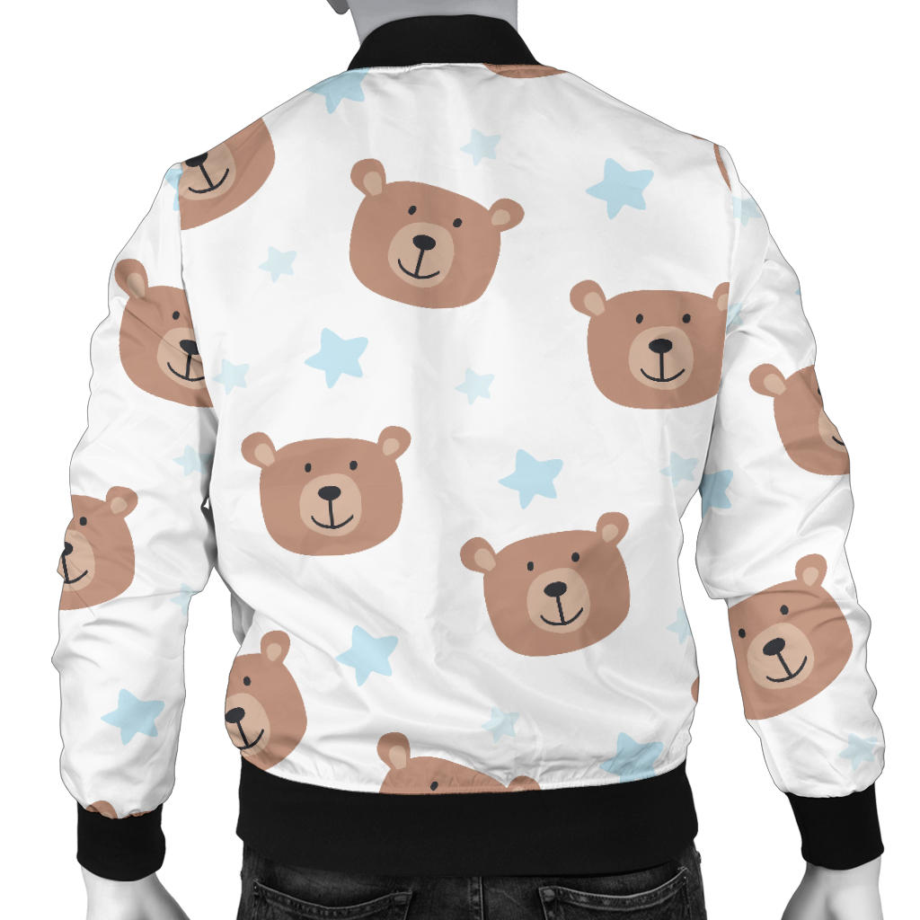 Bear Pattern Print Design BE02 Men Bomber Jacket