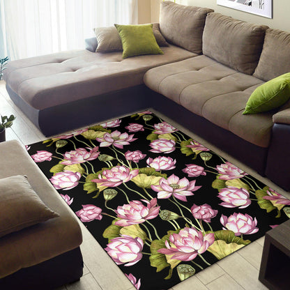 Water Lily Pattern Print Design WL06 Area Rugs