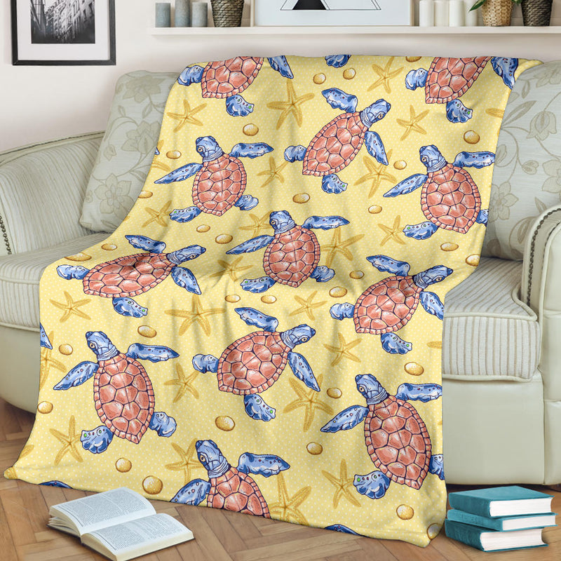 Sea Turtle Pattern Print Design T06 Fleece Blanket