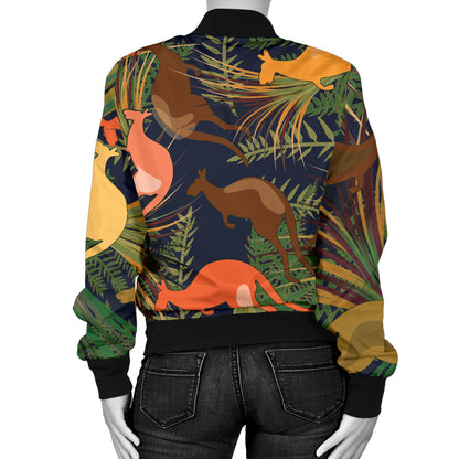 Kangaroos Pattern Print Design 07 Women's Bomber Jacket