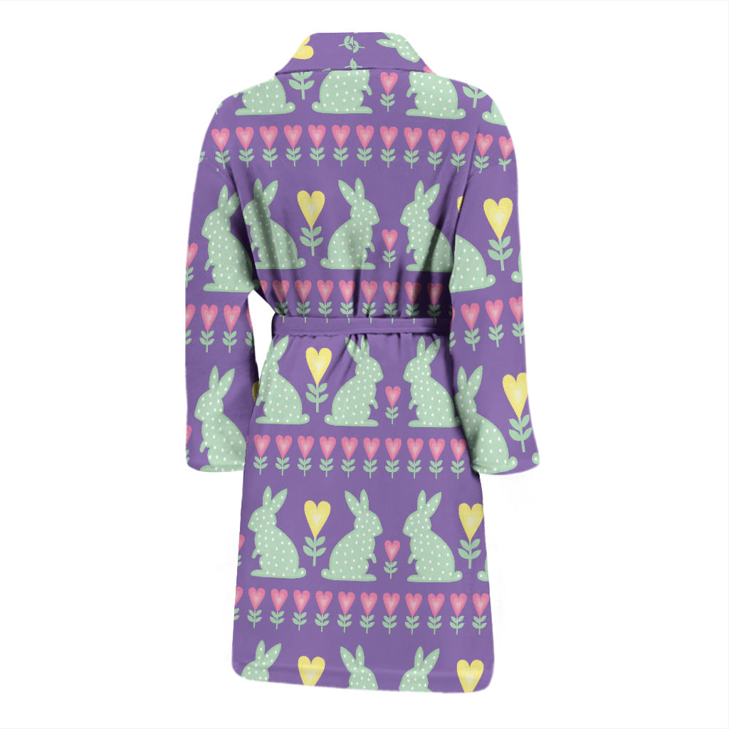 Rabbit Pattern Print Design RB01 Men Bathrobe