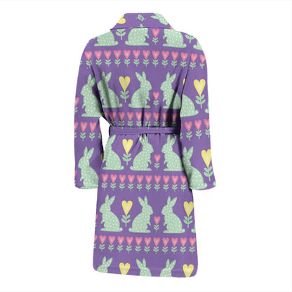 Rabbit Pattern Print Design RB01 Men Bathrobe