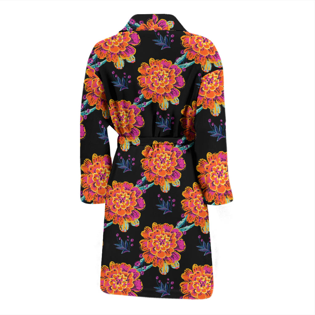 Marigold Pattern Print Design MR04 Men Bathrobe