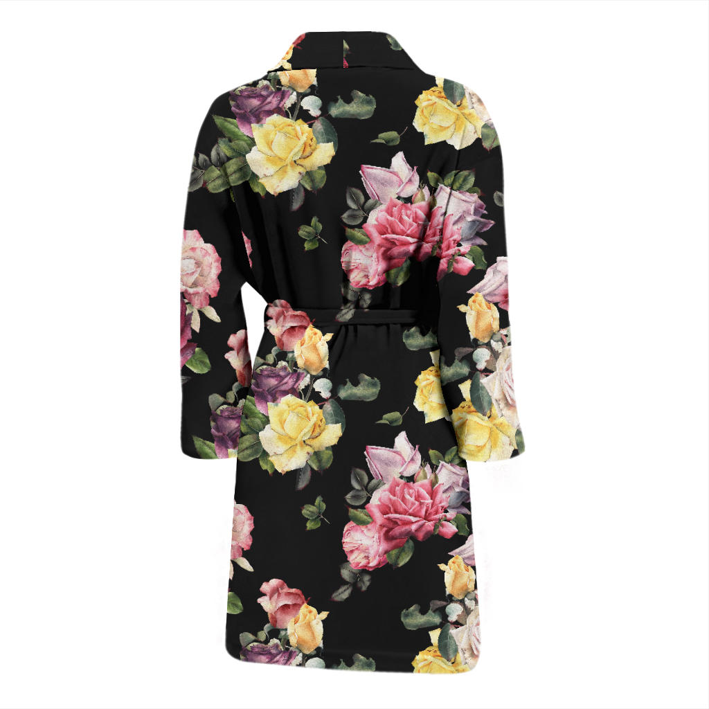 Rose Pattern Print Design RO010 Men Bathrobe