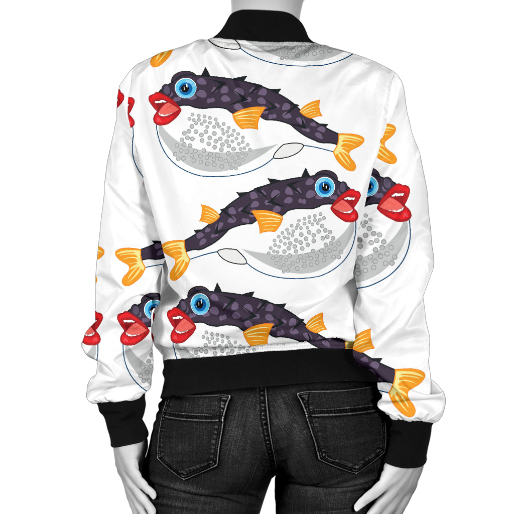 Fugu Pattern Print Design 03 Women's Bomber Jacket