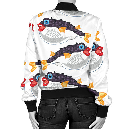 Fugu Pattern Print Design 03 Women's Bomber Jacket