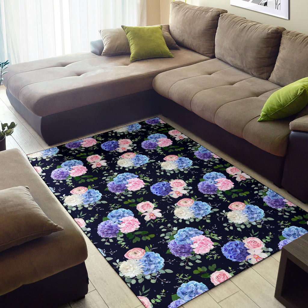 Hydrangea Pattern Print Design HD01 Area Rugs
