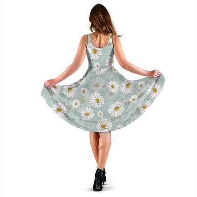 Daisy Pattern Print Design DS012 Midi Dress