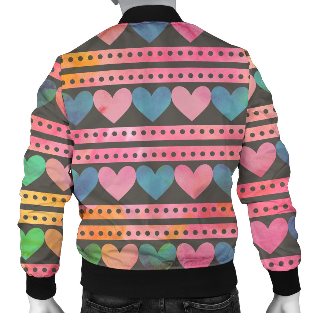 Heart Pattern Print Design HE010 Men Bomber Jacket