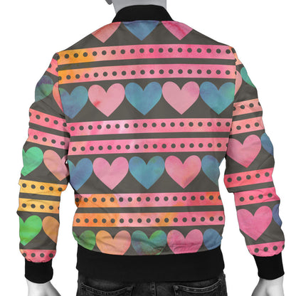 Heart Pattern Print Design HE010 Men Bomber Jacket