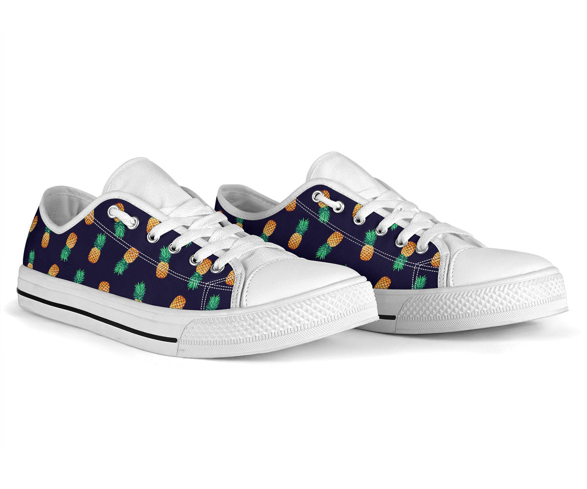 Pineapple Pattern White Bottom Low Top Shoes