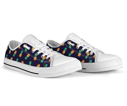 Pineapple Pattern White Bottom Low Top Shoes