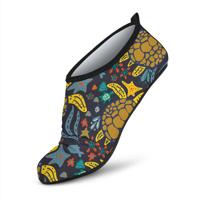 Sea Turtle Pattern Print Design T03 Aqua Water Shoes