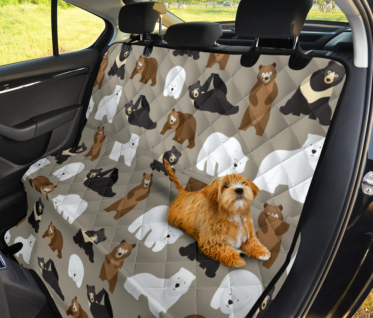 Bear Pattern Print Design BE03 Rear Dog  Seat Cover