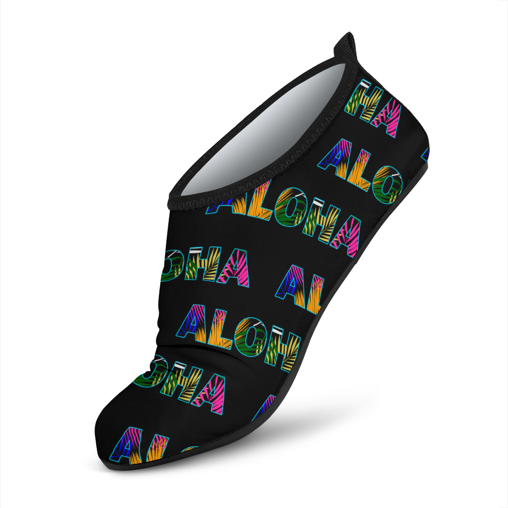 Aloha Hawaii Neon Aqua Water Shoes