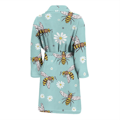 Bee Pattern Print Design BEE010 Men Bathrobe