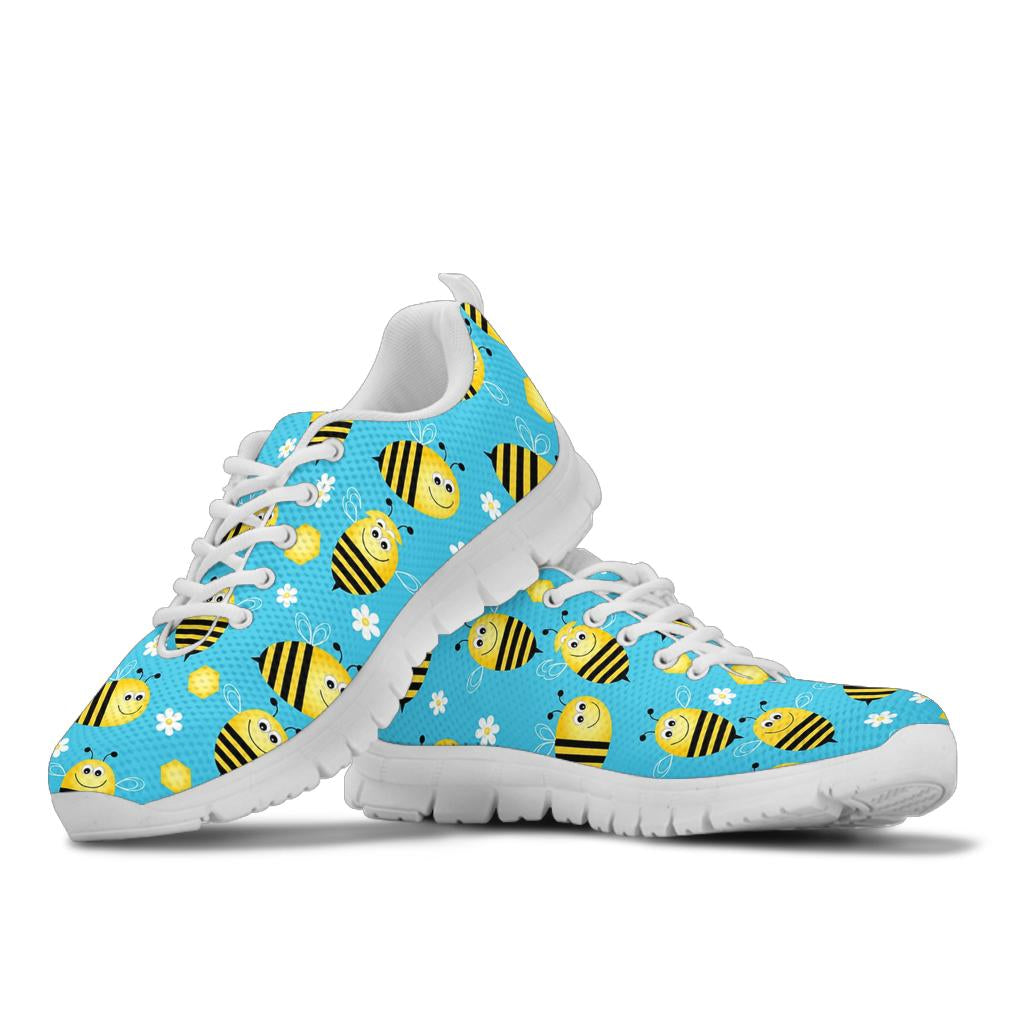Bee Pattern Print Design BEE06 Sneakers White Bottom Shoes