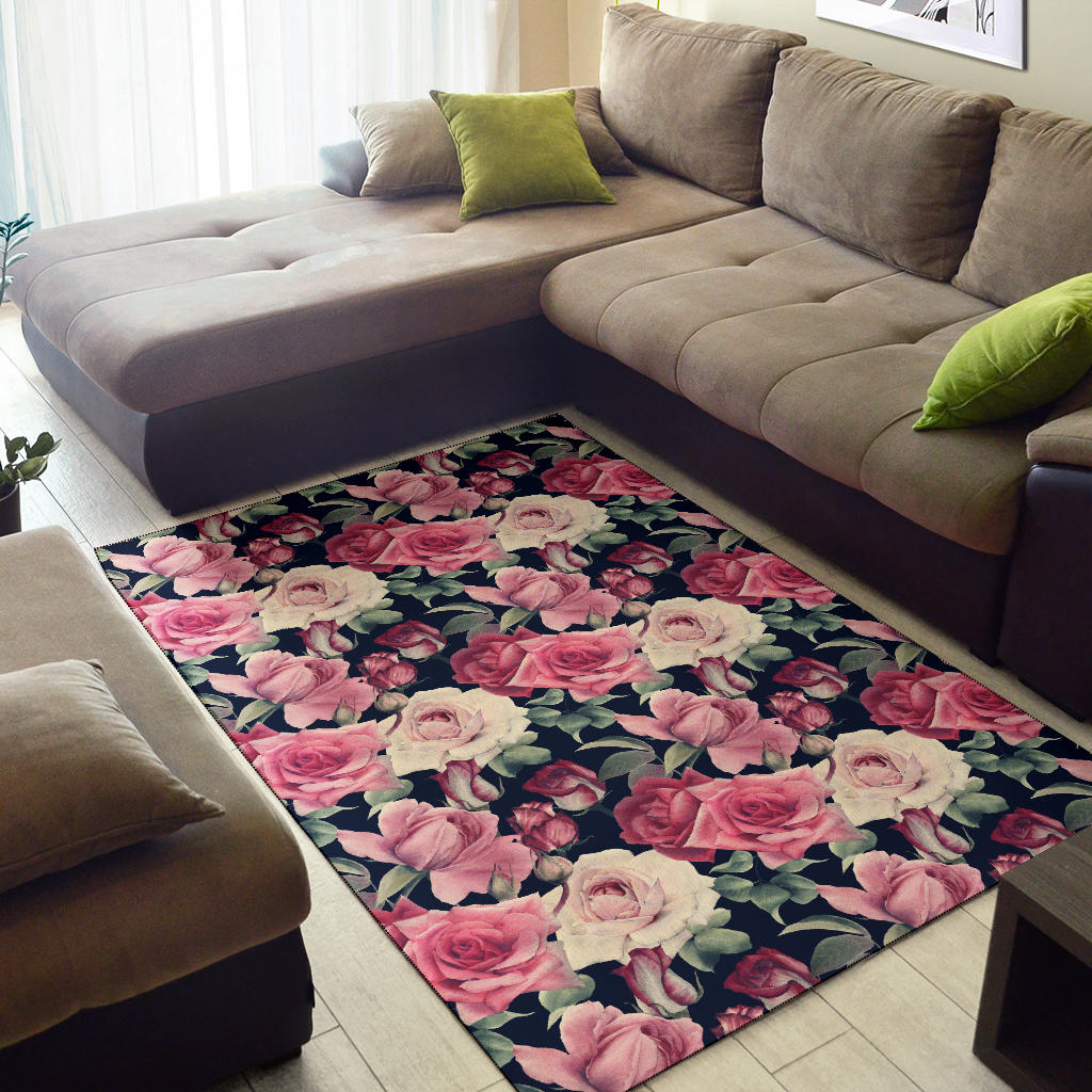 Rose Pattern Print Design RO05 Area Rugs