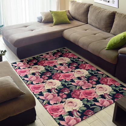 Rose Pattern Print Design RO05 Area Rugs