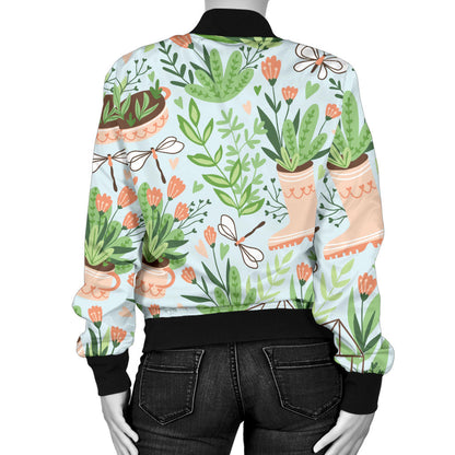 Gardening Pattern Print Design G04 Women Bomber Jacket