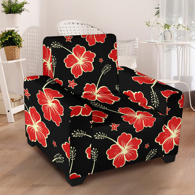 Red Hibiscus Pattern Print Design HB021 Armchair Slipcover