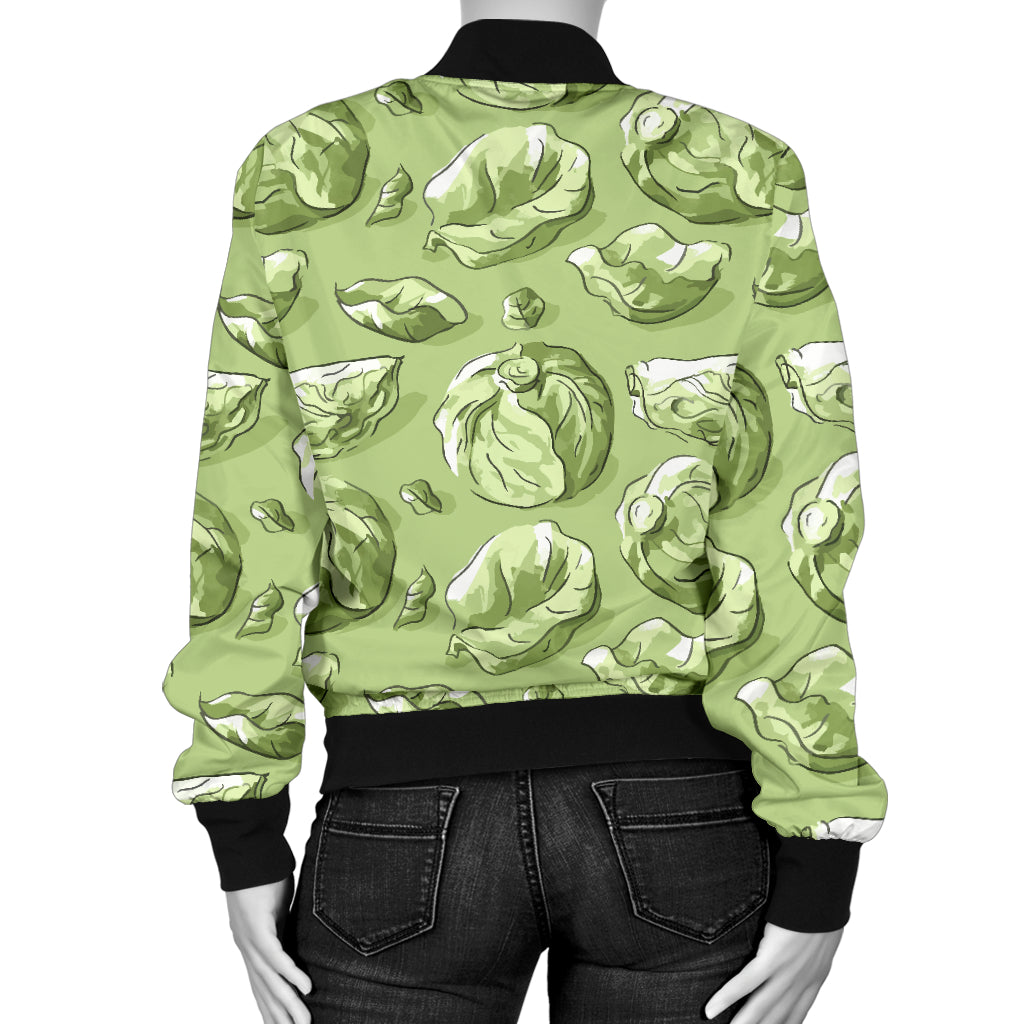 Brussels Sprouts Pattern Print Design 01 Women's Bomber Jacket