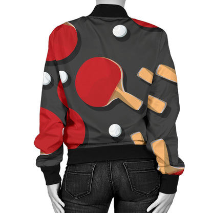 Ping Pong Pattern Print Design A05 Women's Bomber Jacket