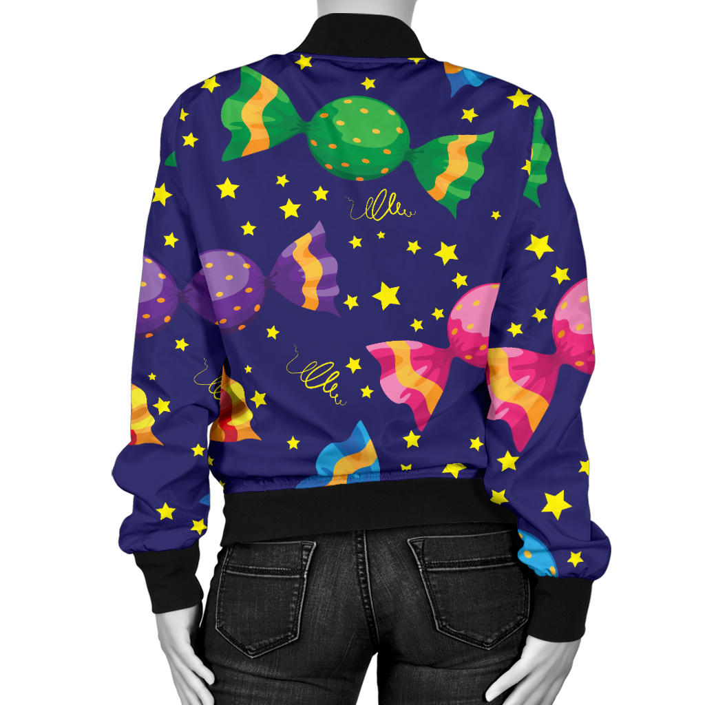 Candy Pattern Print Design CA06 Women Bomber Jacket