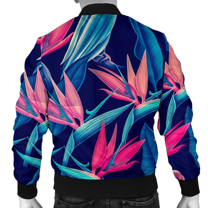 Tropical Flower Pattern Print Design TF024 Men Bomber Jacket