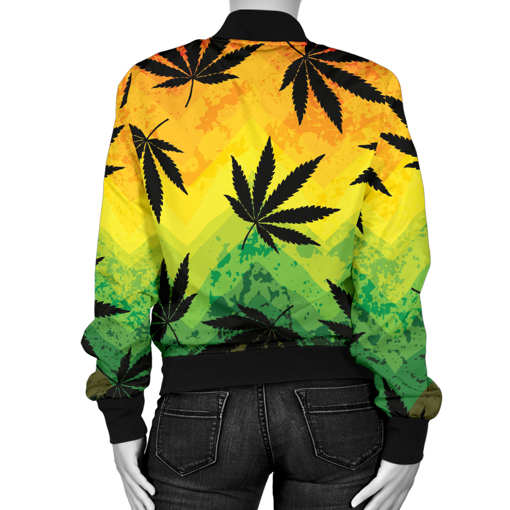 Rasta Pattern Print Design A02 Women's Bomber Jacket