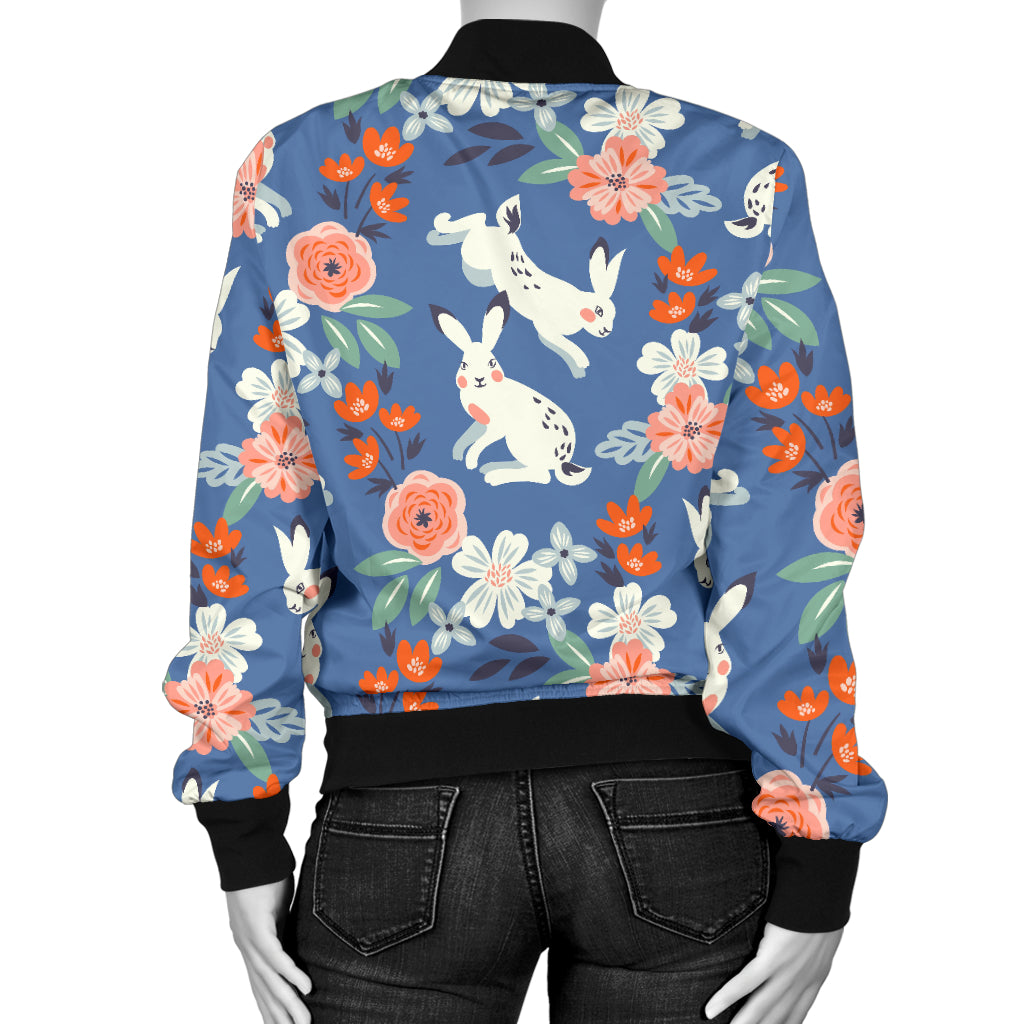Bunny Pattern Print Design 07 Women's Bomber Jacket