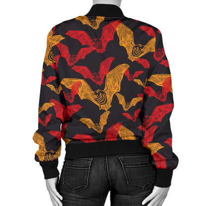 Bat Pattern Print Design 01 Women's Bomber Jacket