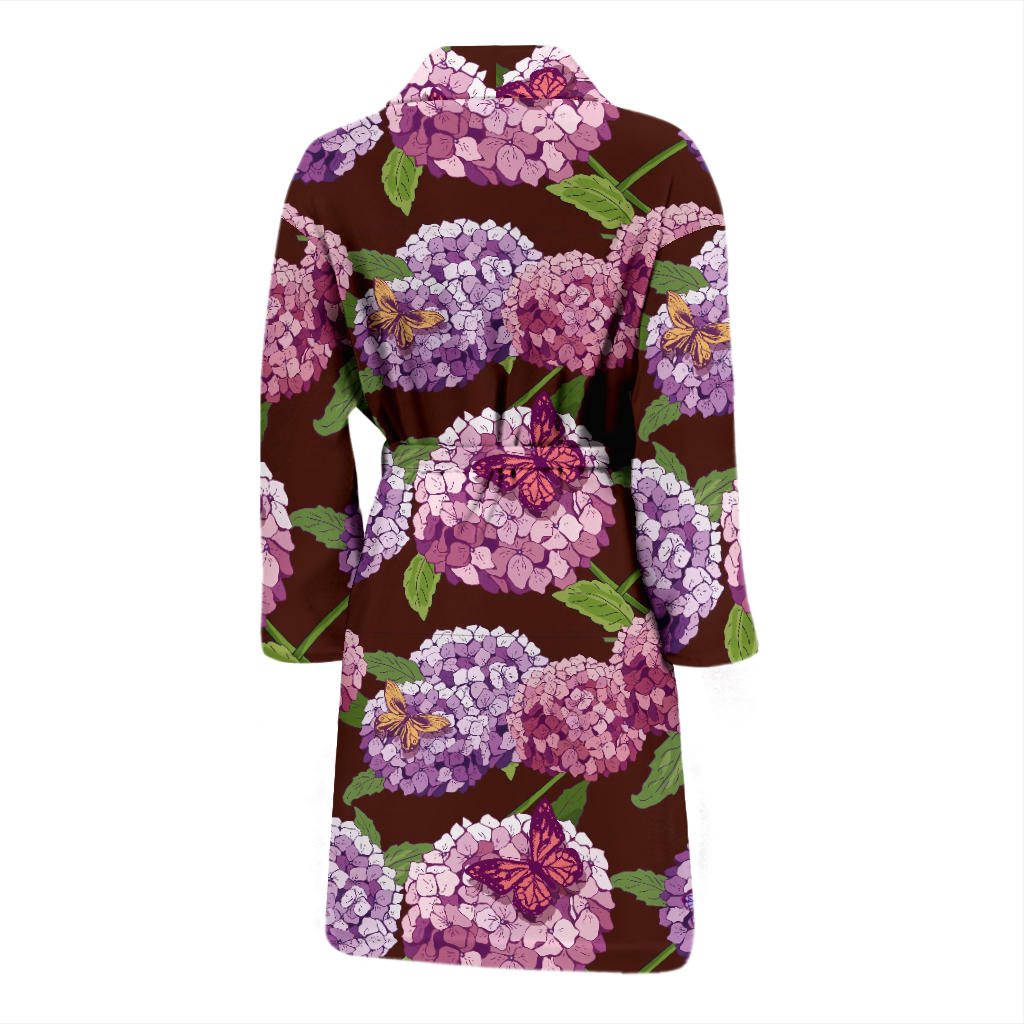 Hydrangea Pattern Print Design HD08 Men Bathrobe