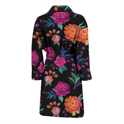 Marigold Pattern Print Design MR02 Men Bathrobe
