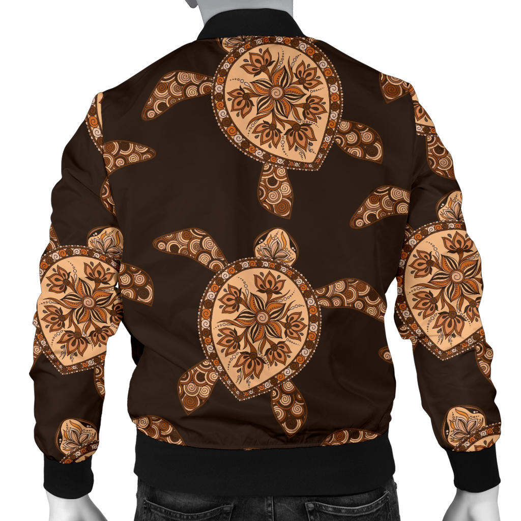 Tribal Sea Turtle Pattern Print Design T09 Men Bomber Jacket