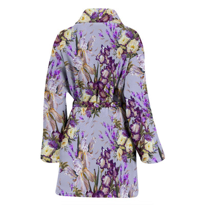 Iris Pattern Print Design IR07 Women Bathrobe