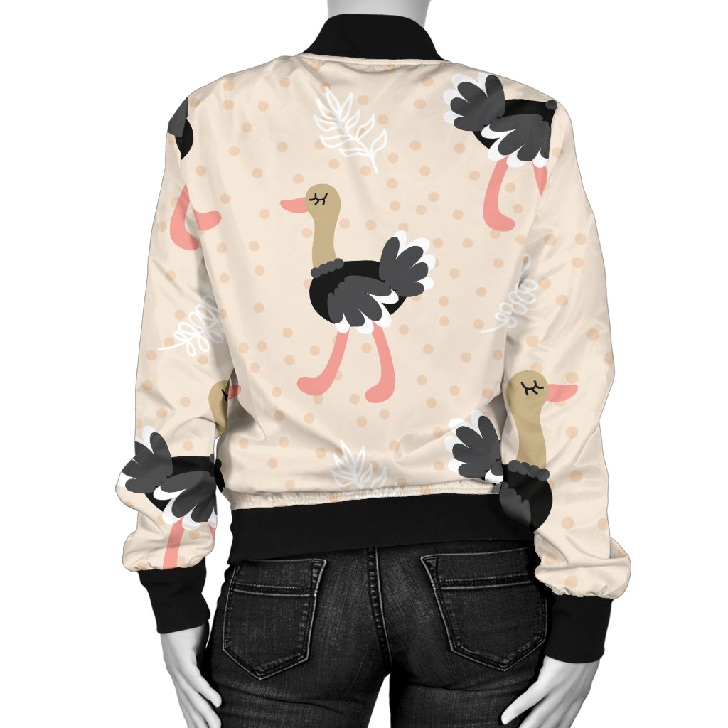 Ostrich Pattern Print Design 02 Women's Bomber Jacket