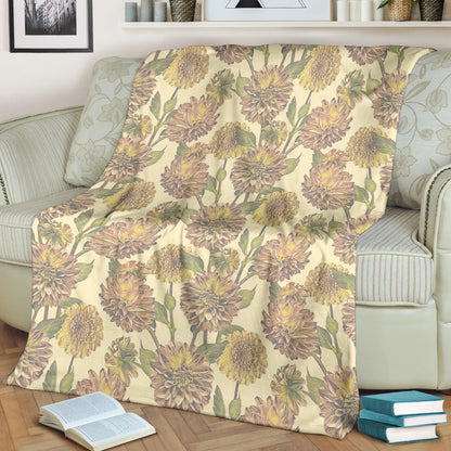 Dahlia Pattern Print Design DH09 Fleece Blanket