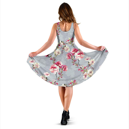 Summer Floral Pattern Print Design SF02 Midi Dress