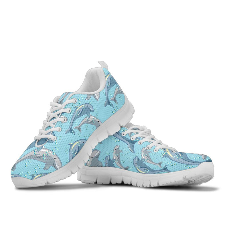 Dolphin Print Pattern Sneakers White Bottom Shoes