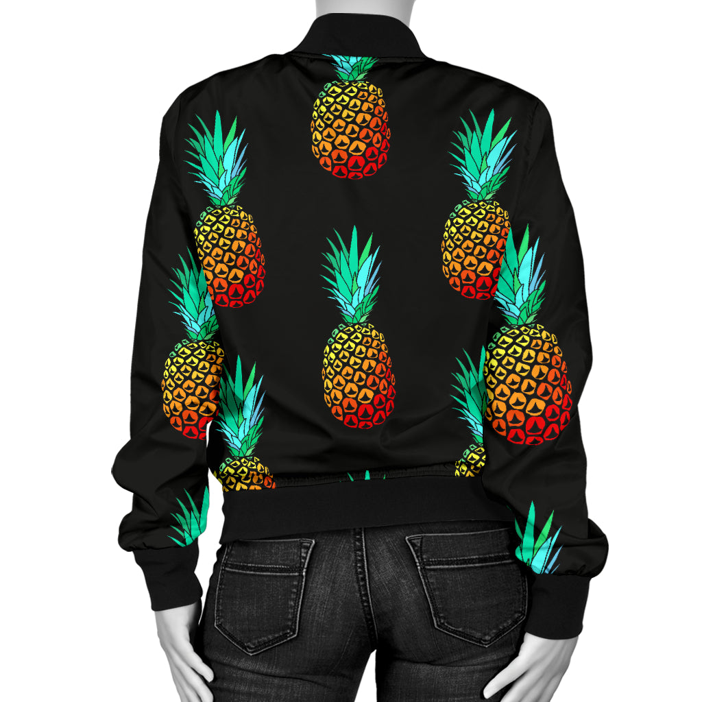 Pineapple Pattern Print Design A05 Women's Bomber Jacket