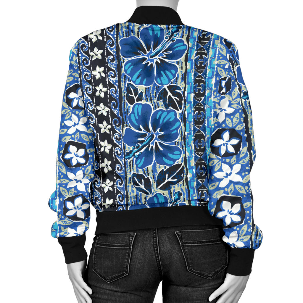 Hawaiian Themed Pattern Print Design H012 Women Bomber Jacket